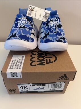 adidas Kids Blue Camo MonoFit Slip-On Sneakers 4K Wide